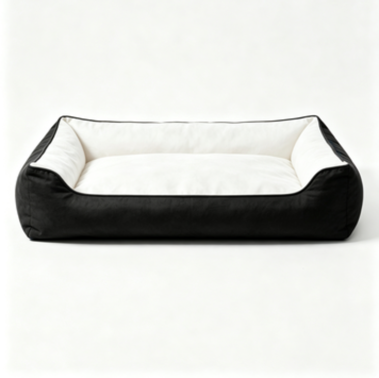 ABBEY & RICHARD Large Bolster Dog Bed for Big Dogs – 36" x 27", Soft Comfort Orthopedic Pet Bed in Black & Gray